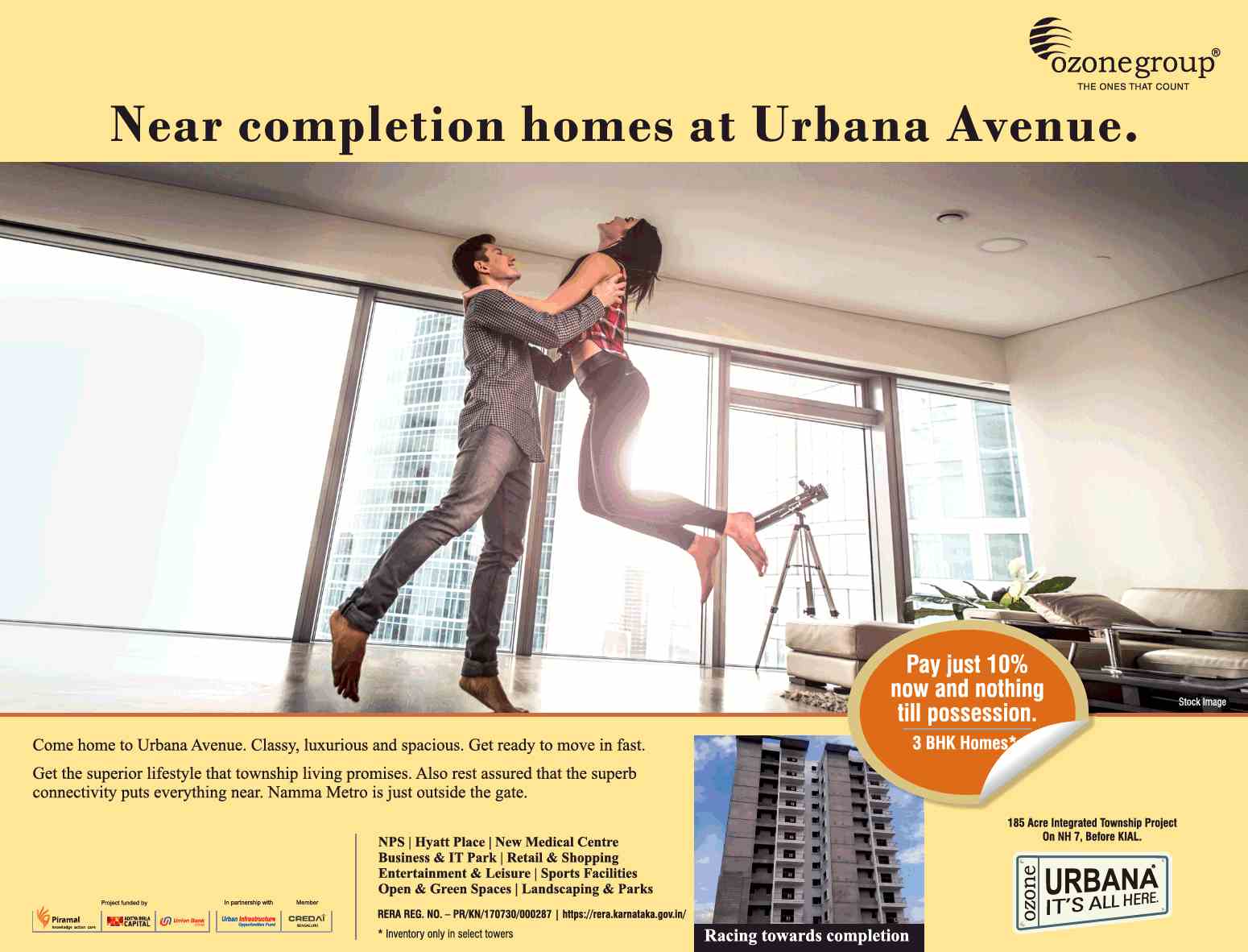 Pay just 10% now and nothing till possession at Ozone Urbana in Bangalore Update